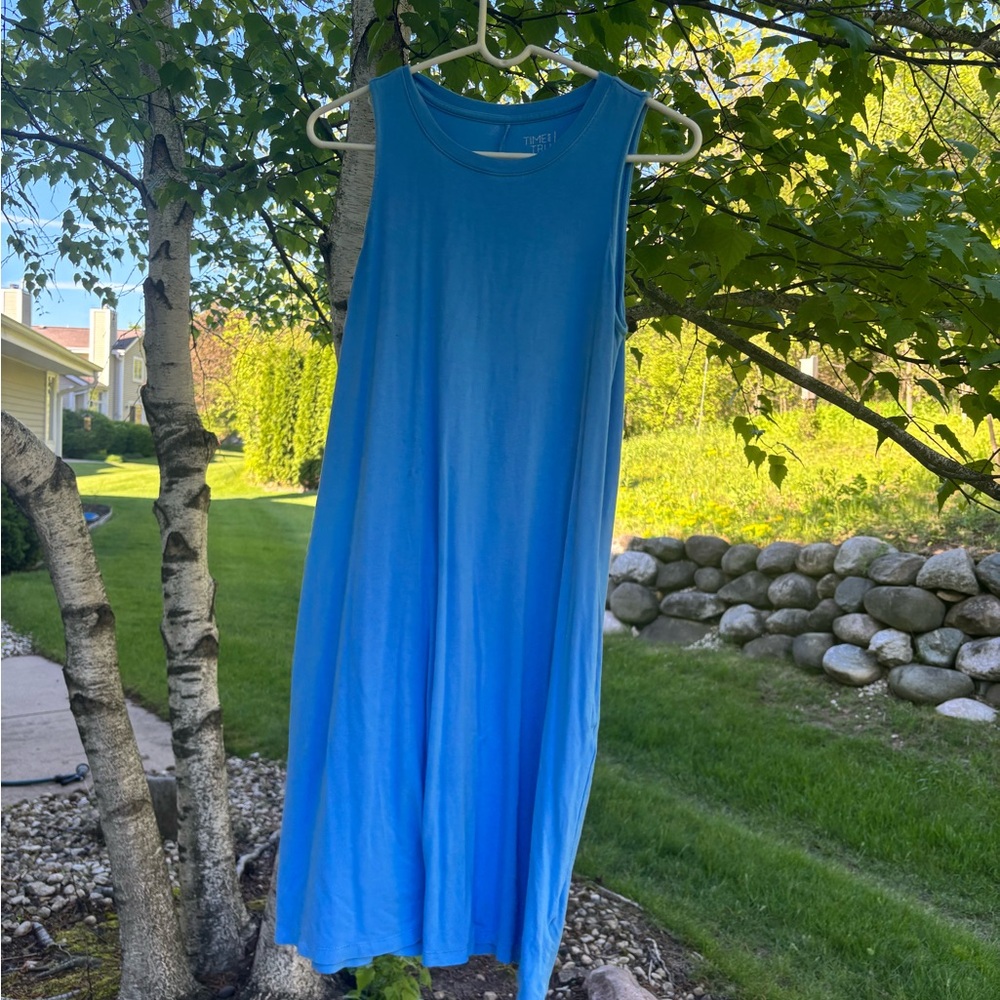 Time and Tru Blue Sleeveless Crew Neck Sundress